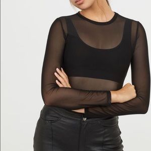 SOLD Cyber Goth Black Mesh Long Sleeve Tee